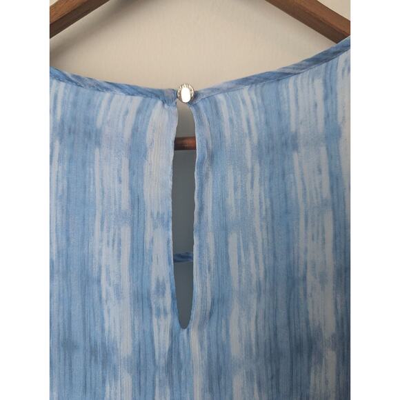 Vince Camuto Blouse Womens Medium Blue Ruffle Sheer Breezy Airy Office Feminine - Picture 8 of 9